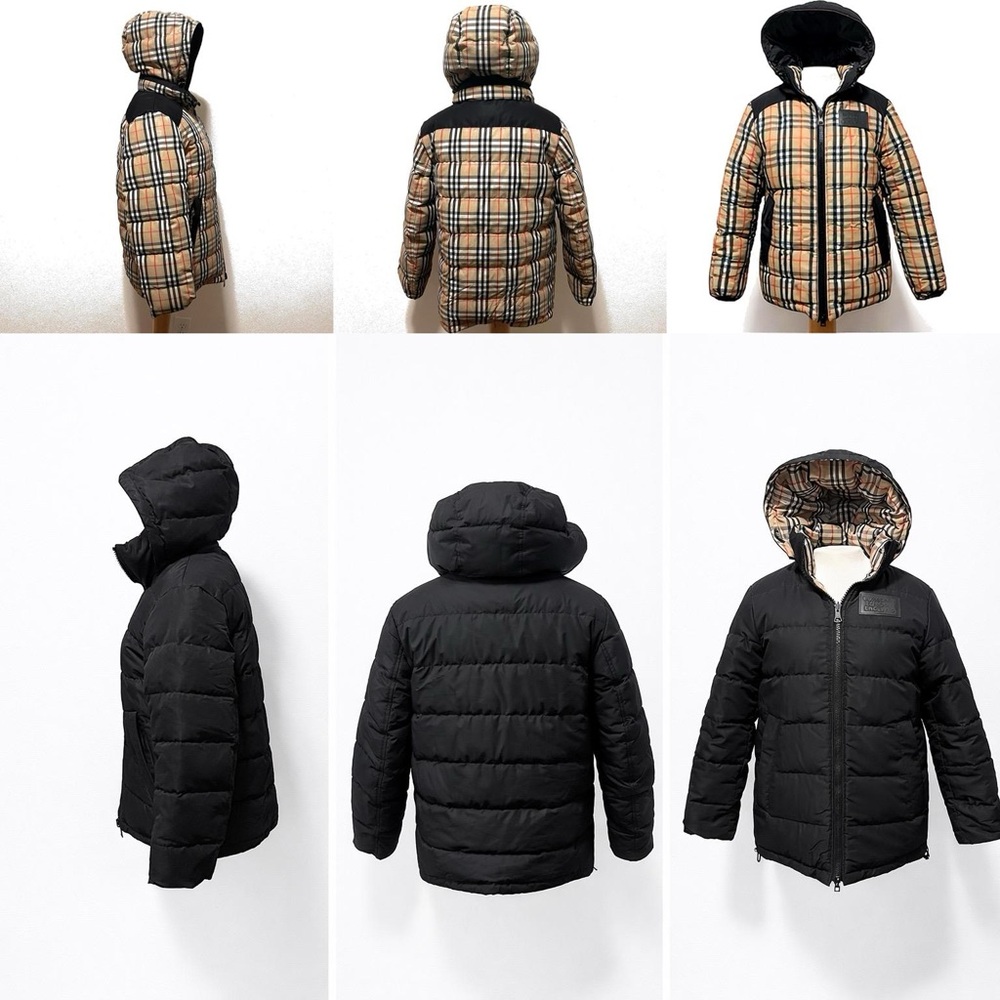 Burberry Reversible Down Puffer Jacket Nova Check Hooded EUC - Picture 14 of 16